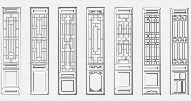 和平常用中式仿古花窗图案隔断设计图