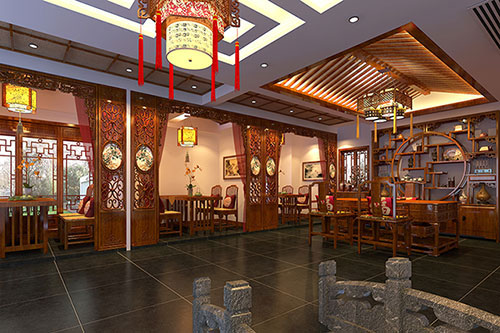 和平优雅恬淡中式茶叶店装修设计效果图